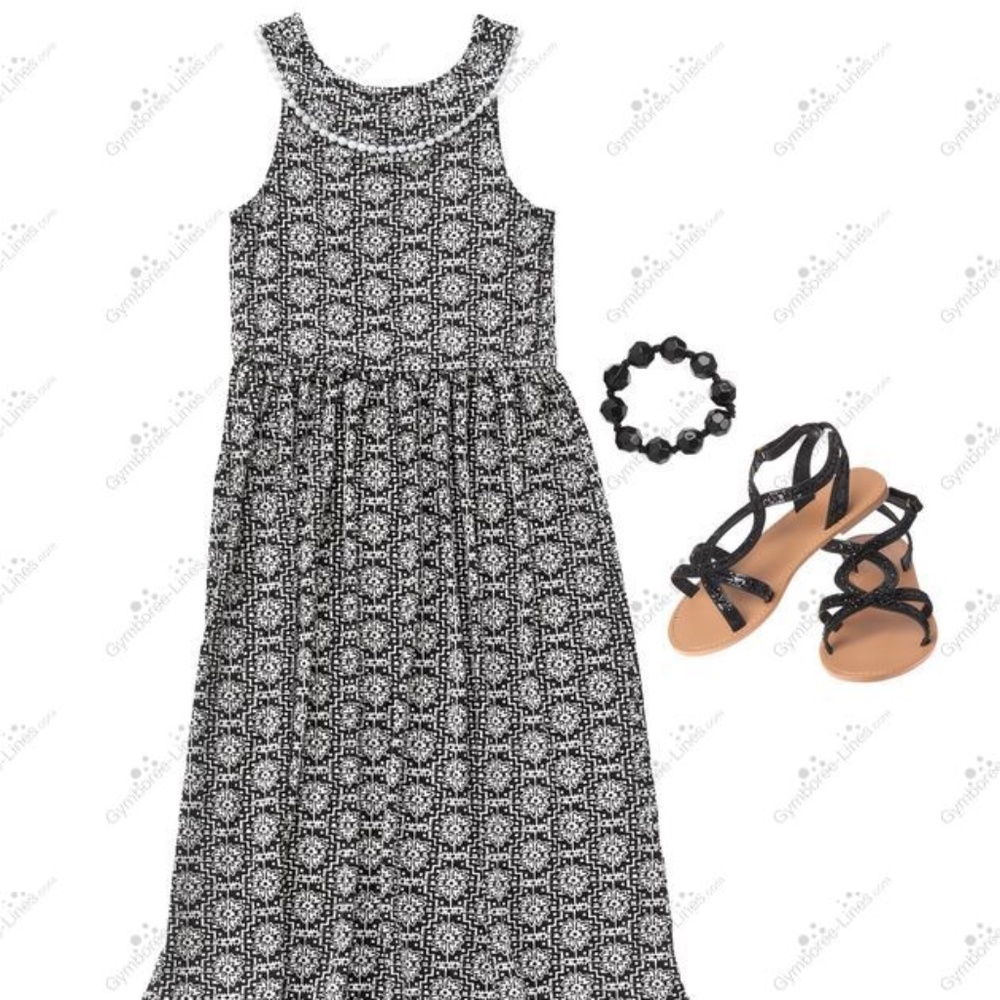 Black and white Tile maxi dress - Crazy 8, SZ 7-8,EUC